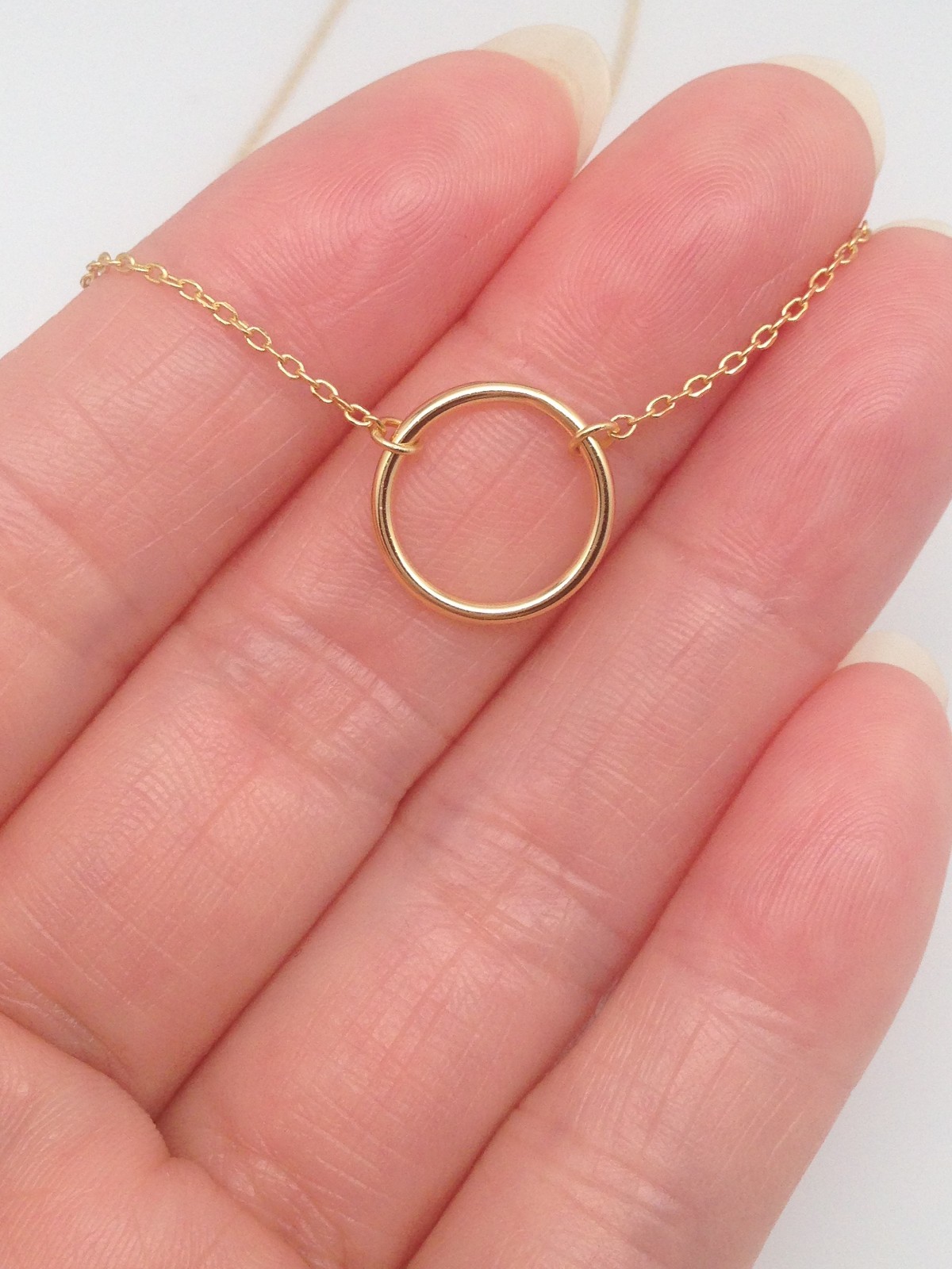 Sterling Silver 925 Open Circle Pendant Necklace 11mm(0.43″) 15.5-17.5″