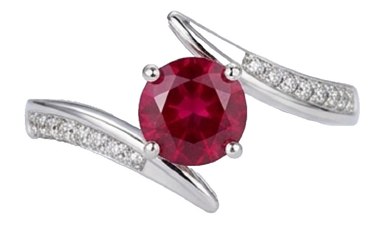 2.5ct Round Simulated Red Ruby/CZ BYPASS Engagement Band Ring White Gold Plated