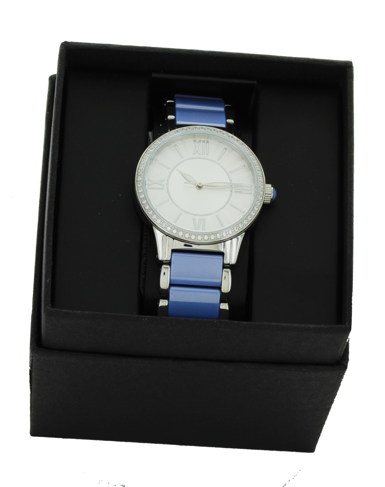 DMQ Women Watch Stainless Steel Silver Two tone band Ceramic CZ 50m Quartz DIQ14
