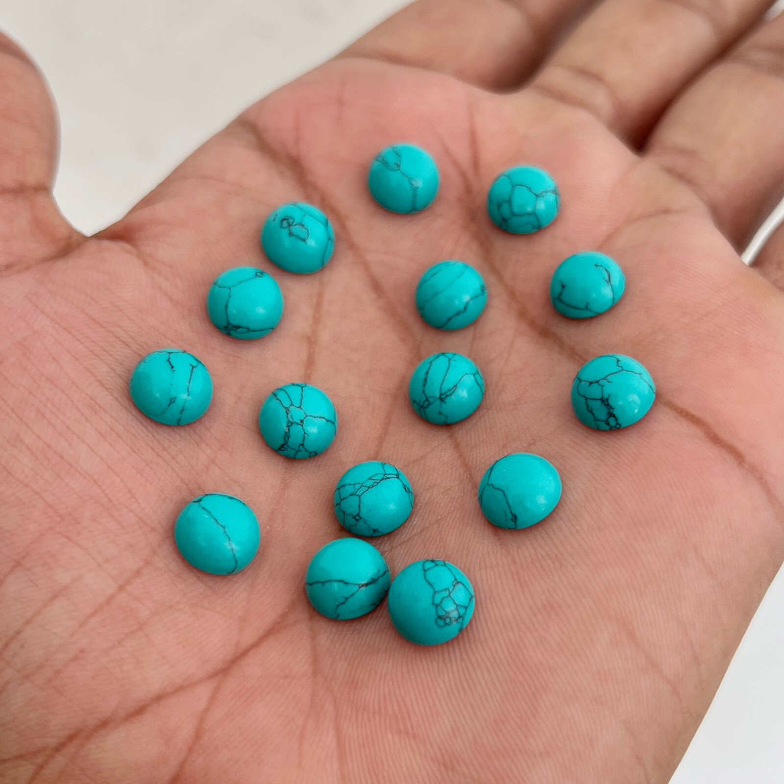 Synthetic Blue Turquoise Round 3 mm to 20 mm Cabochon Loose Gemstone Lot
