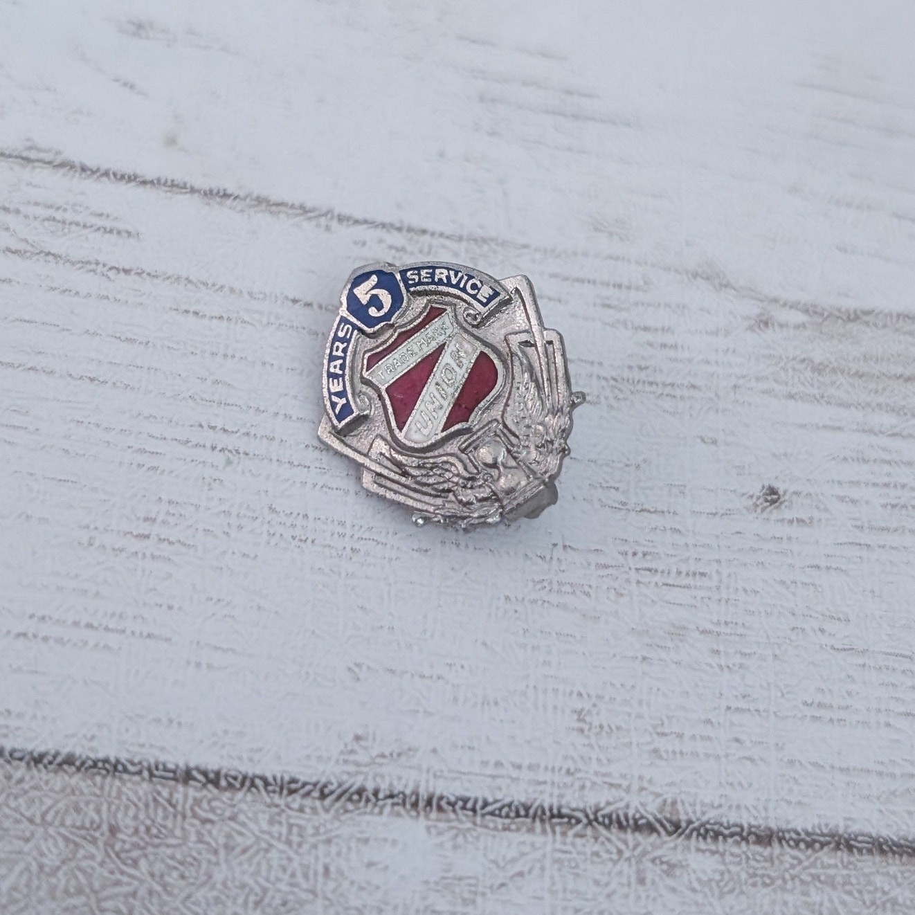 Vintage Pin – Trademark Union 5 Years Service Possibly Stamped Sterling?