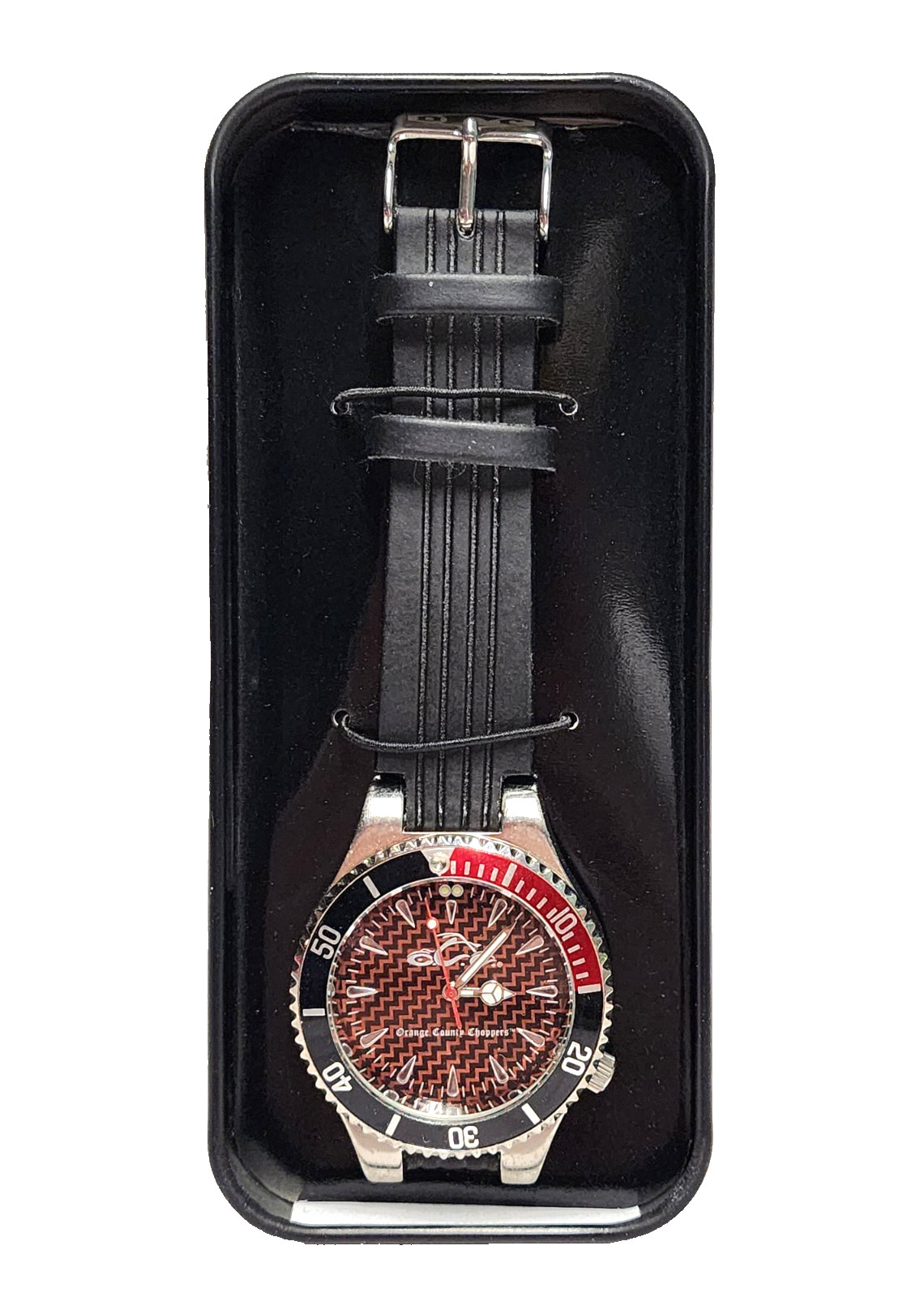 New 2004 Men’s Orange County Choppers Collectible Watch Red Black Chrome Logo