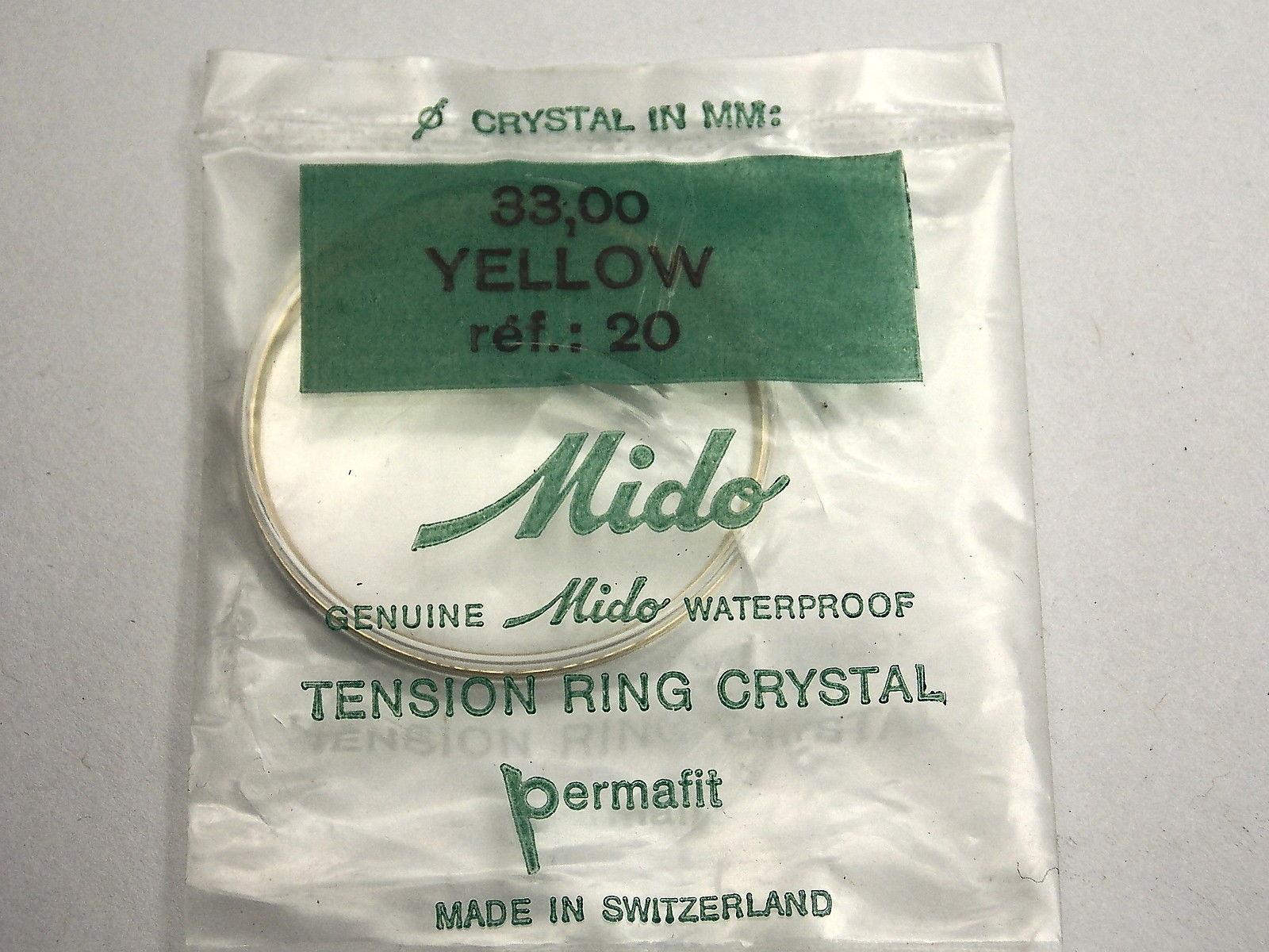 Permafit Waterproof 33mm Mido Vintage Watch Crystal Permafit Yellw Tensn Rng #20
