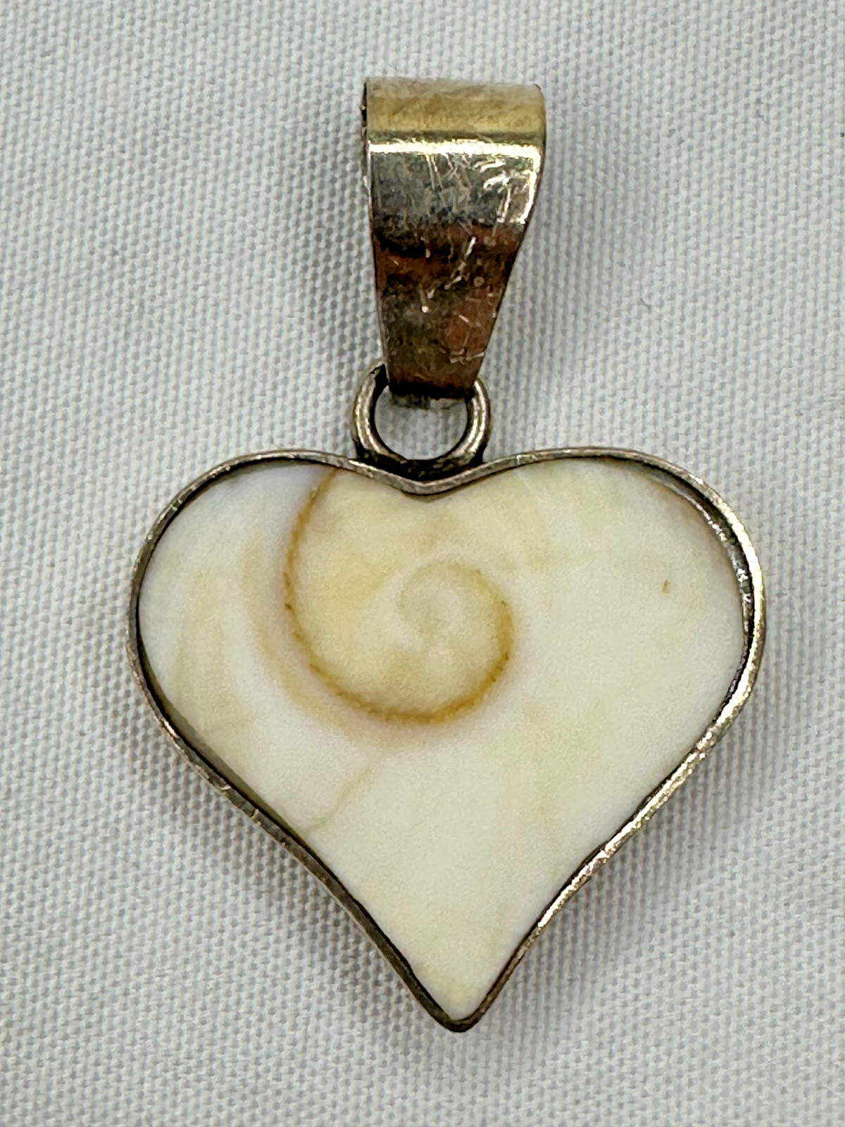 Sterling Silver Heart Shell Pendant 925 Cream Genuine Seashell Beach