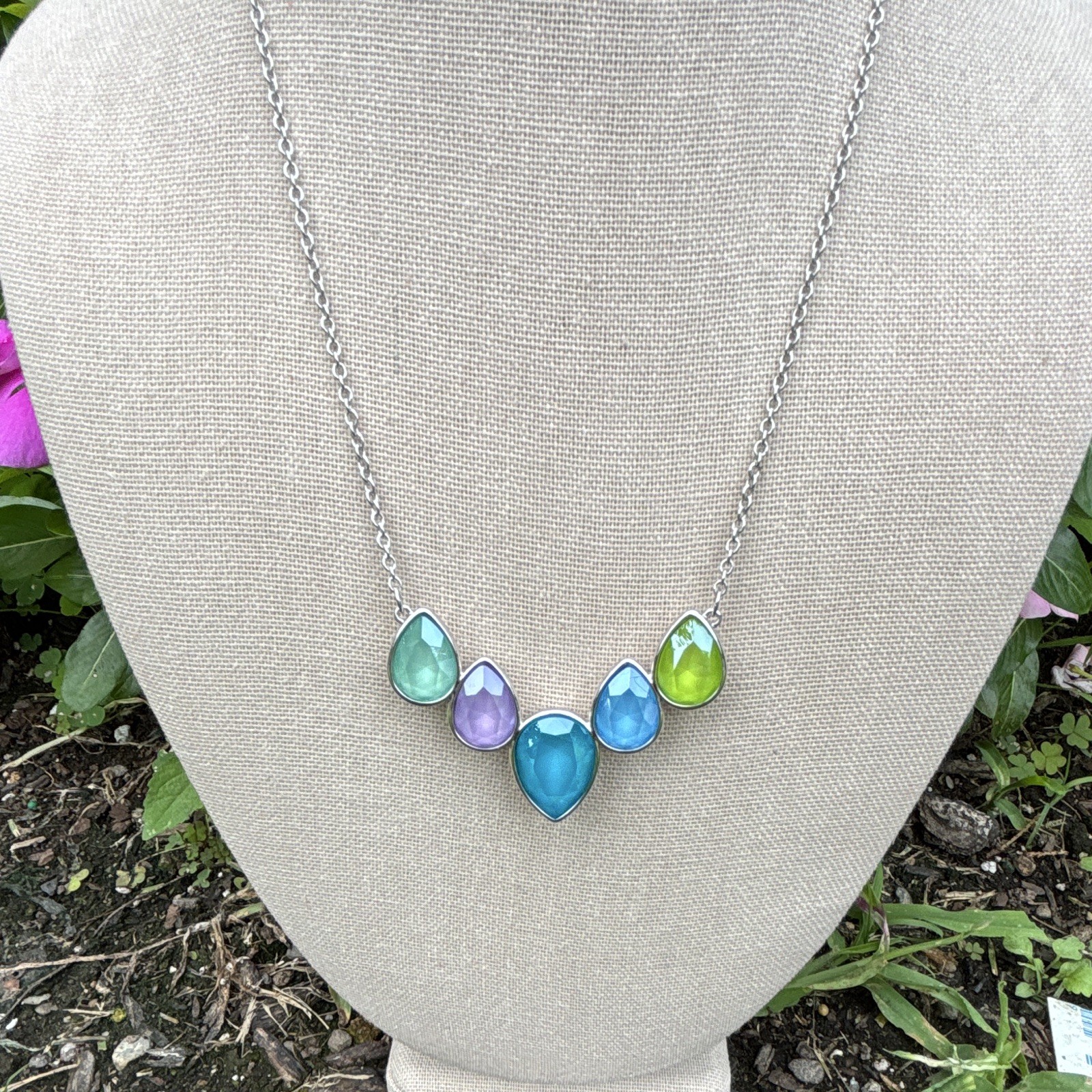 Touchstone Crystal by Swarovski Multicolor Teardrop Necklace 1507N