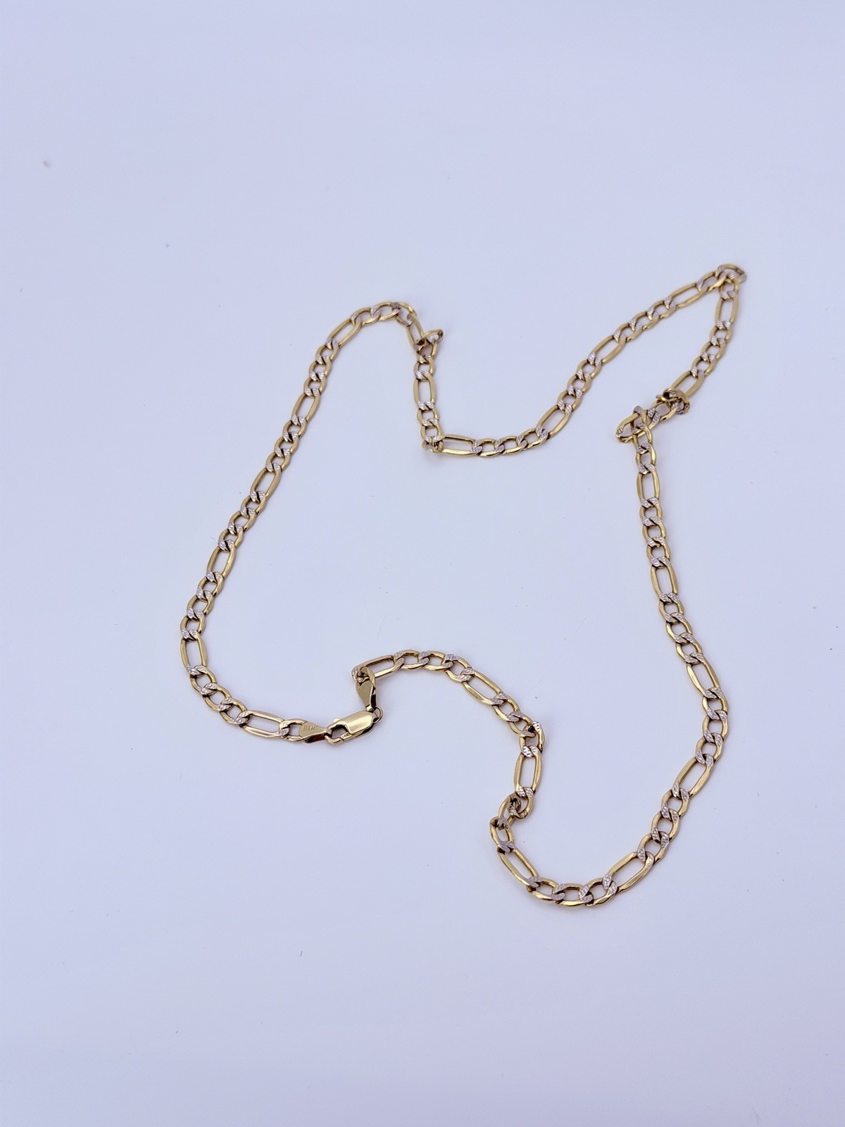 14K Real Solid Gold Figaro Diamond Cut Chain 5.2mm 24.5 Inches