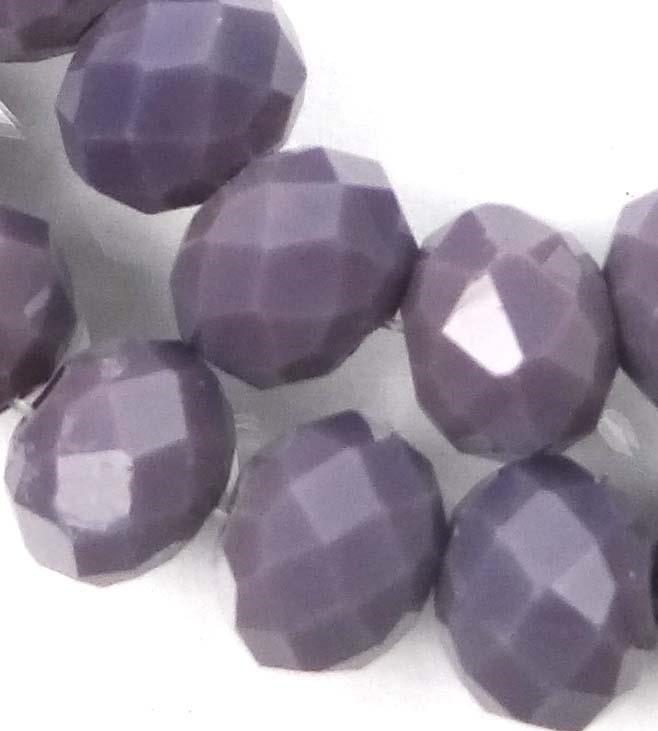 25 Czech Glass Faceted Rondelle Beads – Opaque Amethyst 10mm