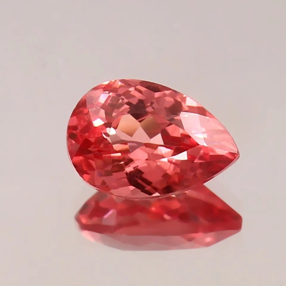 Natural Ceylon Padparadscha Sapphire Pear Cut 21.25 Ct Gemstone GIE Certified