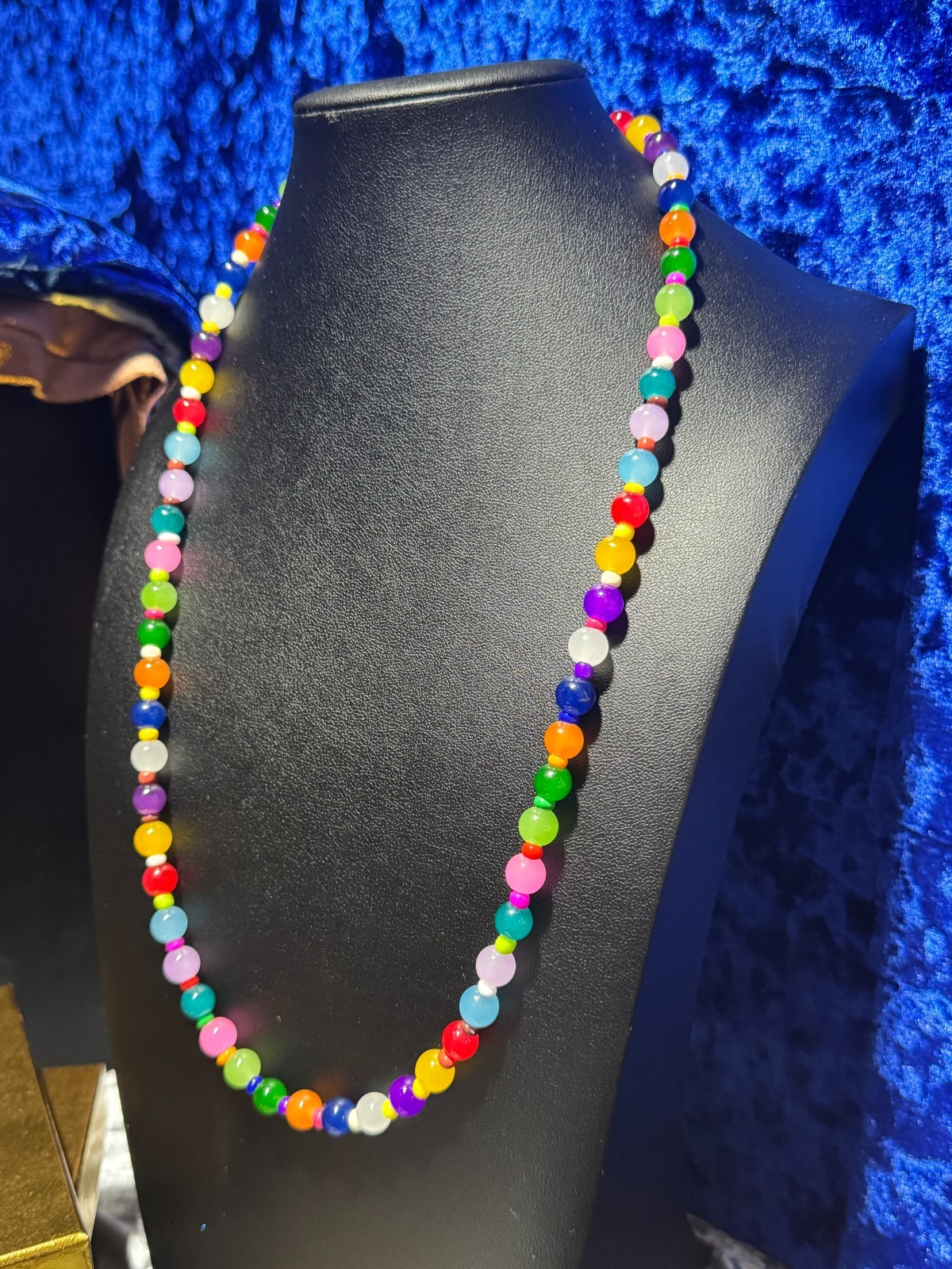 Tennis Necklace Multicolor High Quality 8mm Round Glass Beads for Kids / Teens
