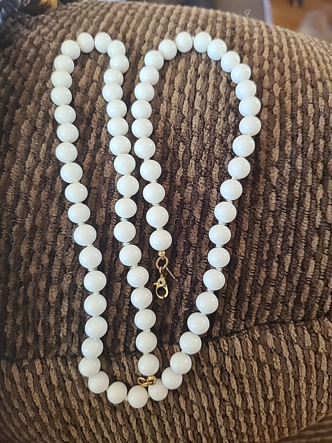2 Monet Hand Knotted Glass Bead Necklaces Navy Blue White with blue earrings