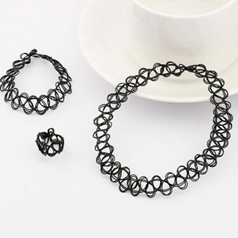 Elastic Vintage Gothic Collar Stretchable Choker Necklace Bracelet Women Jewelry