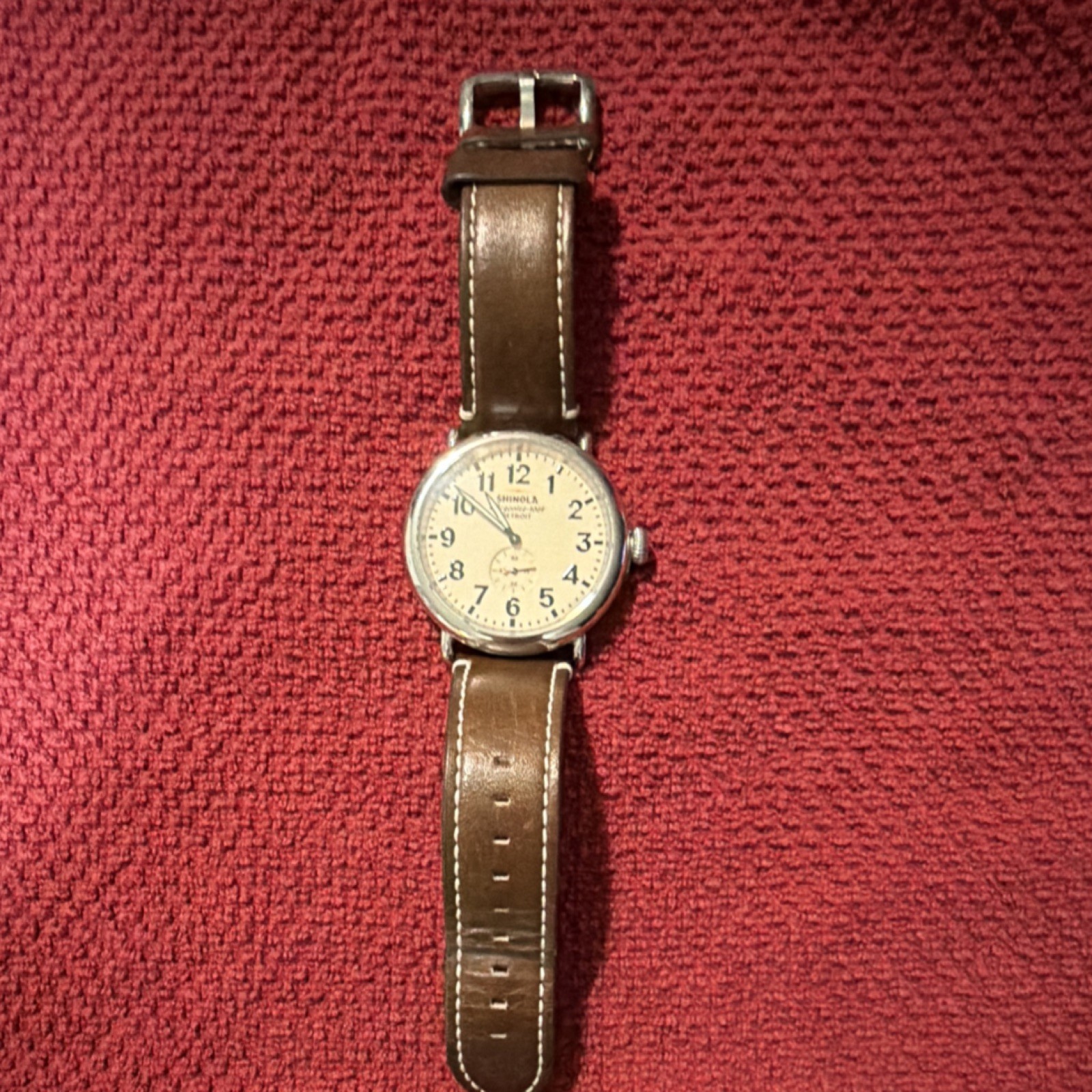 Shinola Argonite-1069 Detroit Quartz Stainless Steel Brown Leather Wristwatch