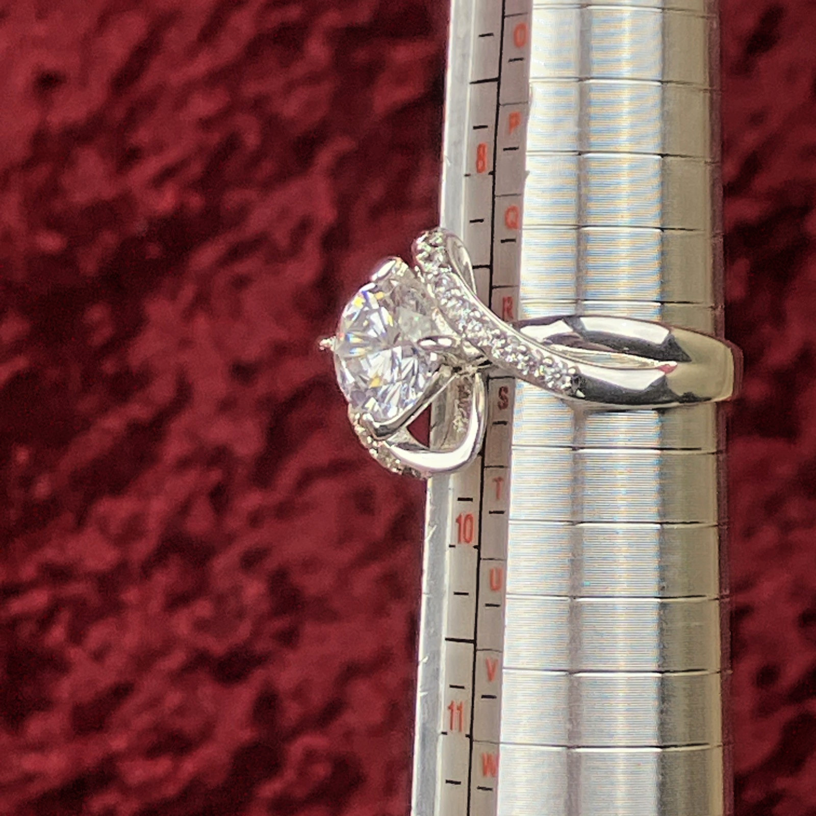 Charter Club Crystal Stone Bypass Ring Fine Silver Plate SIZE 6 or 9 NIB