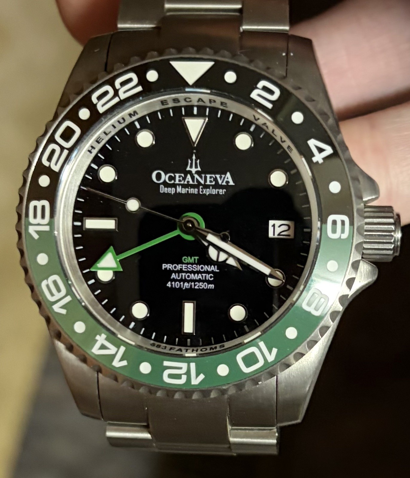 Oceaneva Men’s Deep Marine Explorer GMT Watch 1250M Ceramic TITANIUM