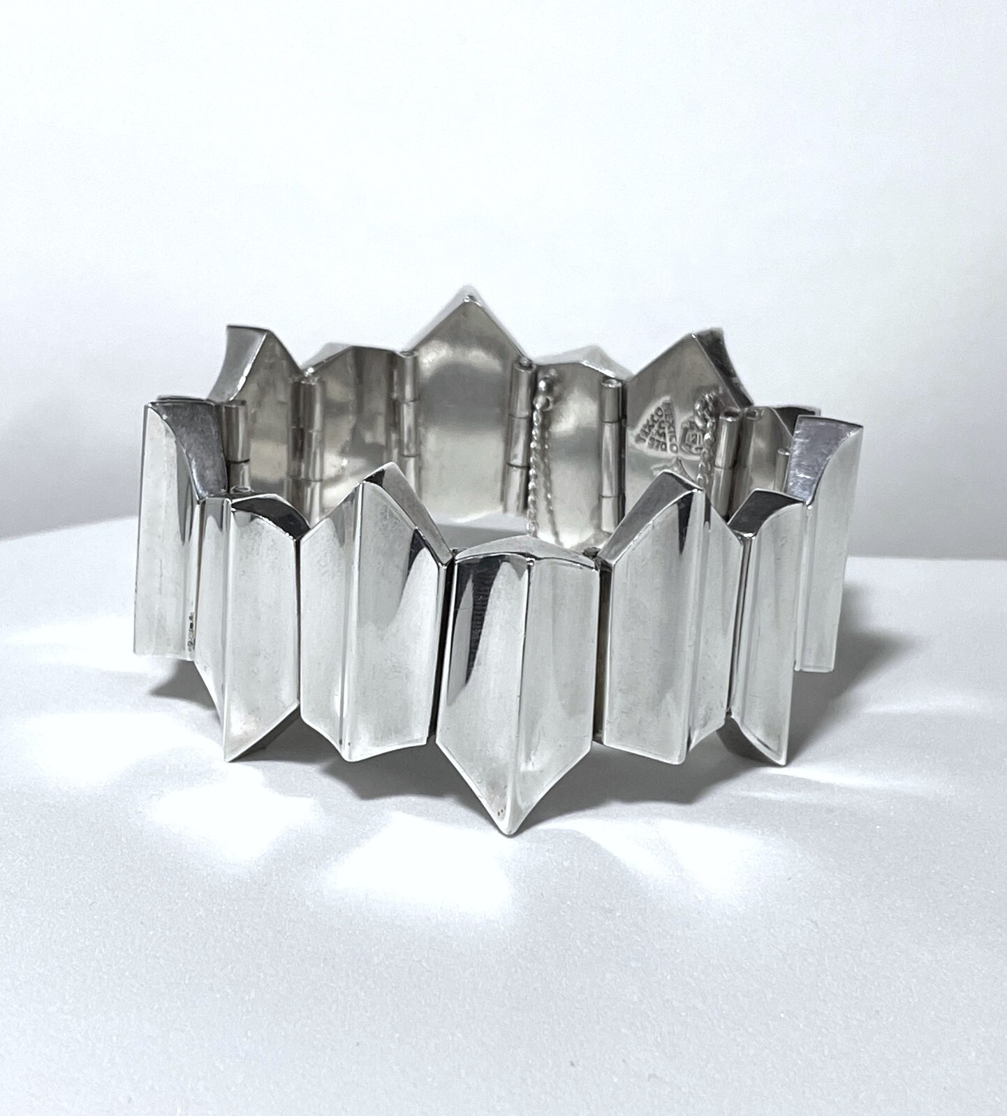 STUNNING Antonio Pineda Vintage Signed MCM Solid 970 Silver Bracelet Circa 1950s