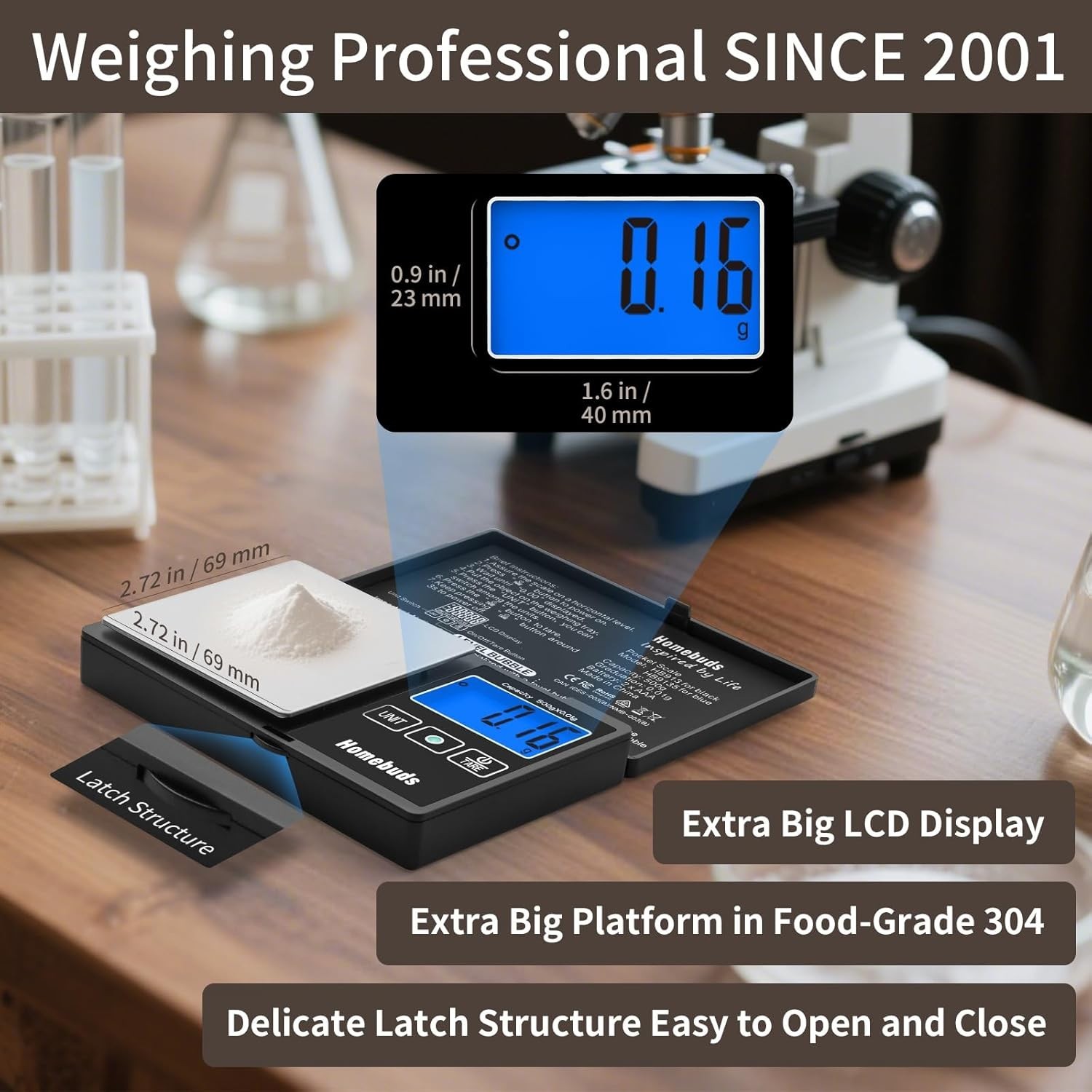 Stainless Steel Digital Scale – Pocket Size with Backlit Display & Tare Function