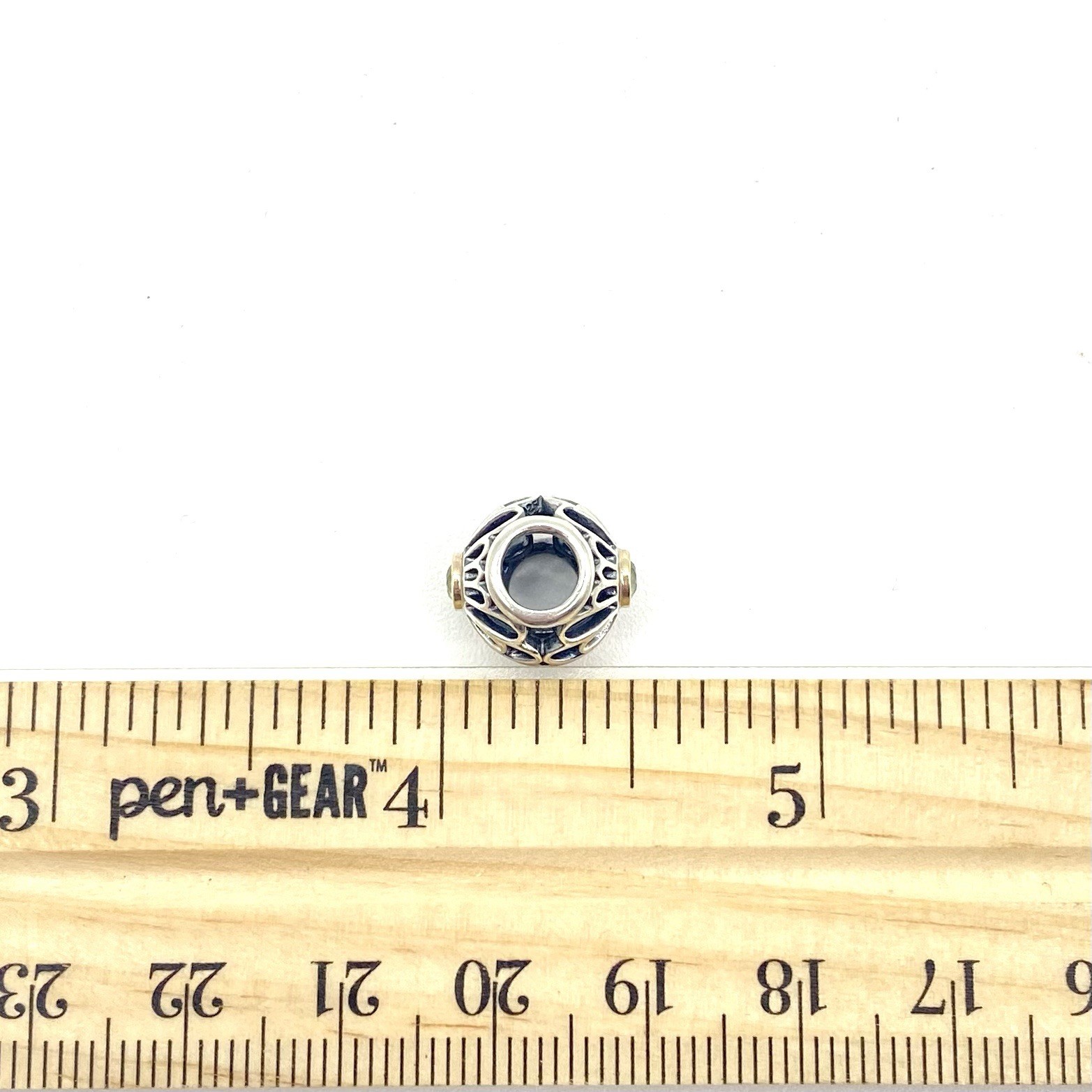 Pandora Charm 14K Gold 925 Sterling Silver Green Spinel Floral Vintage Allure