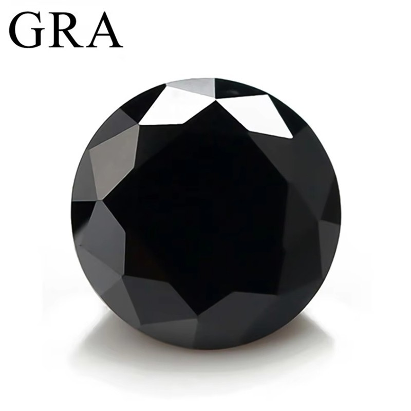 3-6.5mm 1/5/10pcs D Color Round Black Loose Moissanite Real Gemstone Pass Tester