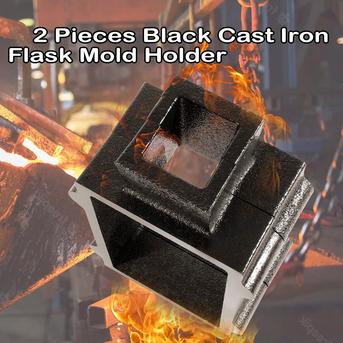 Cast Iron 2-Part Flask Mold Frame for Sand Casting Jewelry Metal Casting Tool