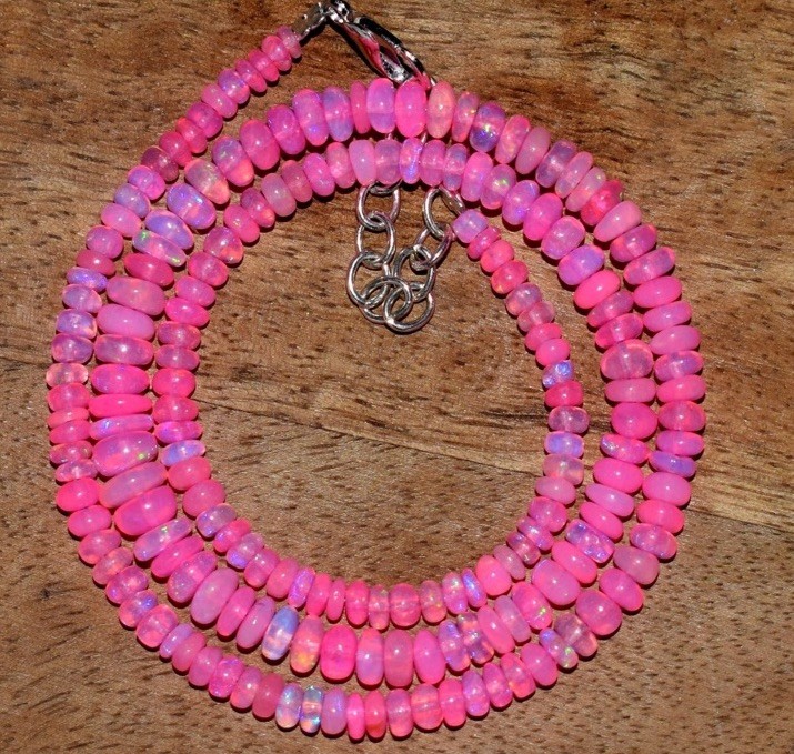 Natural Ethiopian Opal Wello Fire 3-5MM Opal Gemstone Beads Necklace