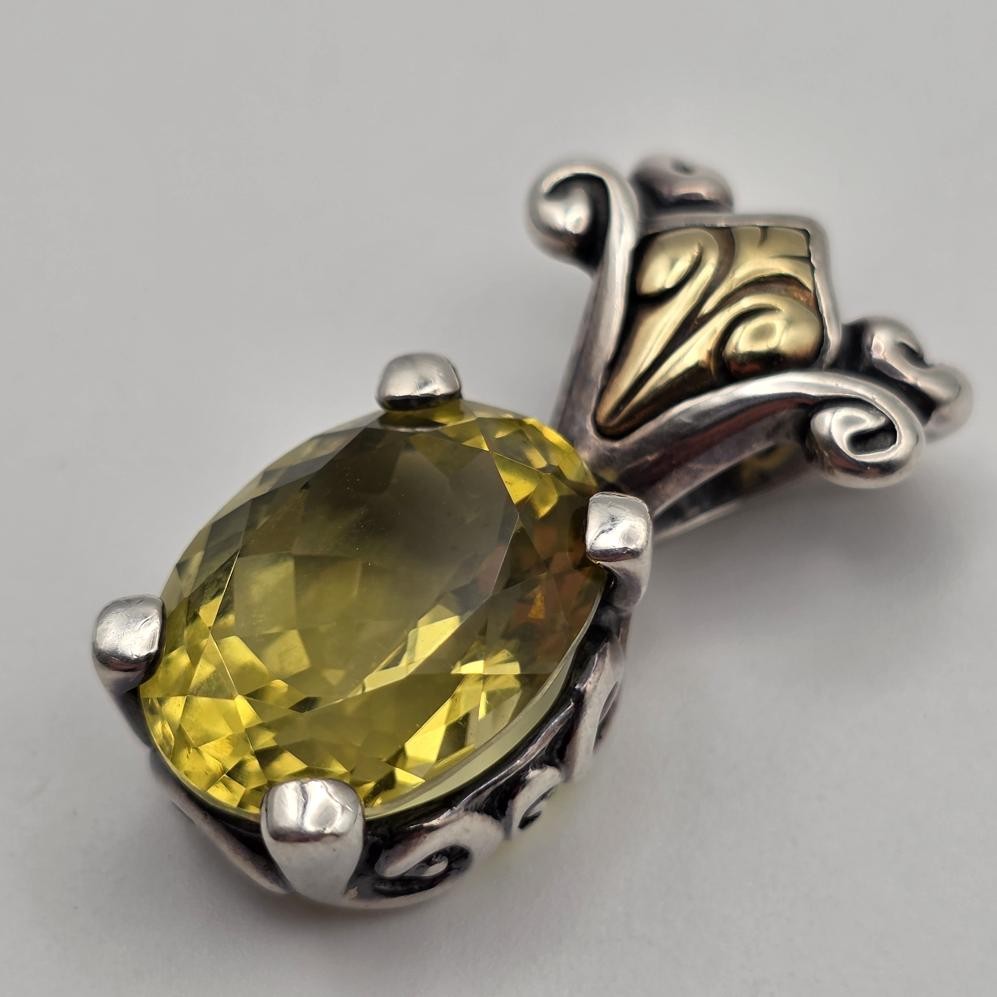 Ann King 925 Sterling Silver & 18K Yellow Gold Citrine Orchid Flower Pendant