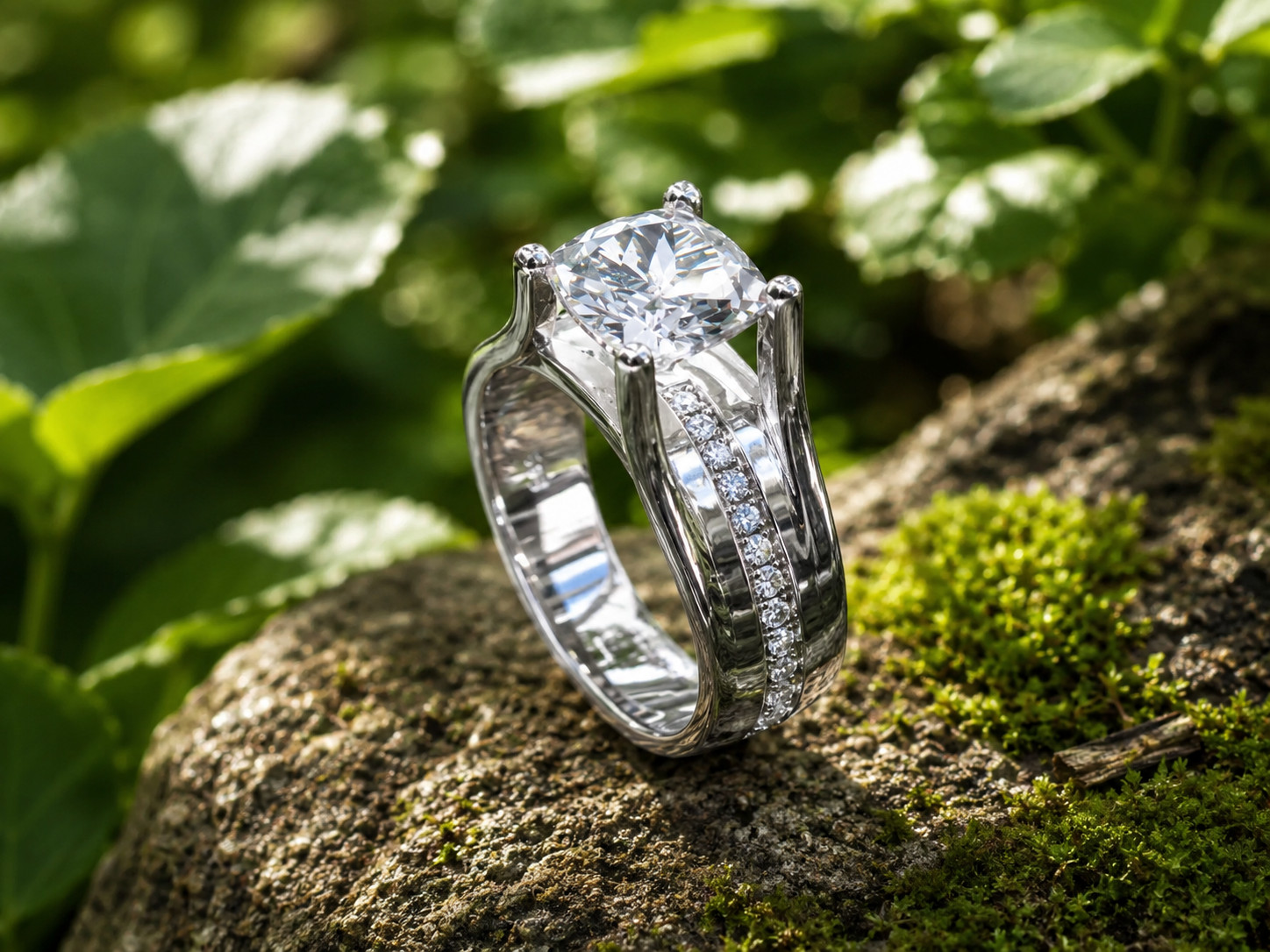 2Ct Lab Created Diamond Solitaire Engagement Ring 14K White Gold Plated Silver