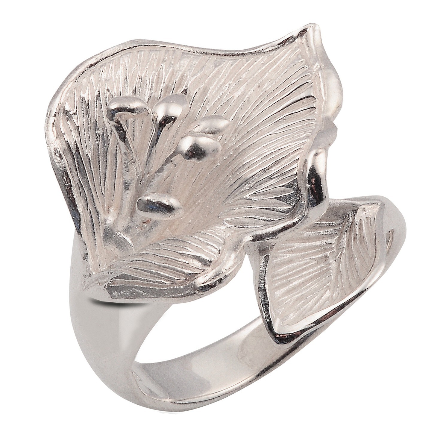 Thai Ring flower white silver sterling nice sizes 6 L