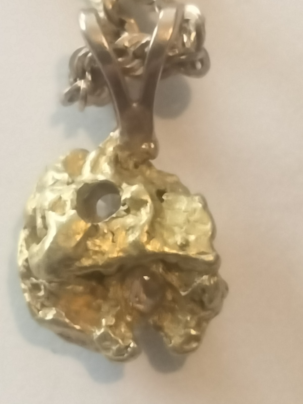 14KT Gold Rope 18″ Necklace With MT Nugget And Diamond Pendant 5.1 Grams 3 DAY