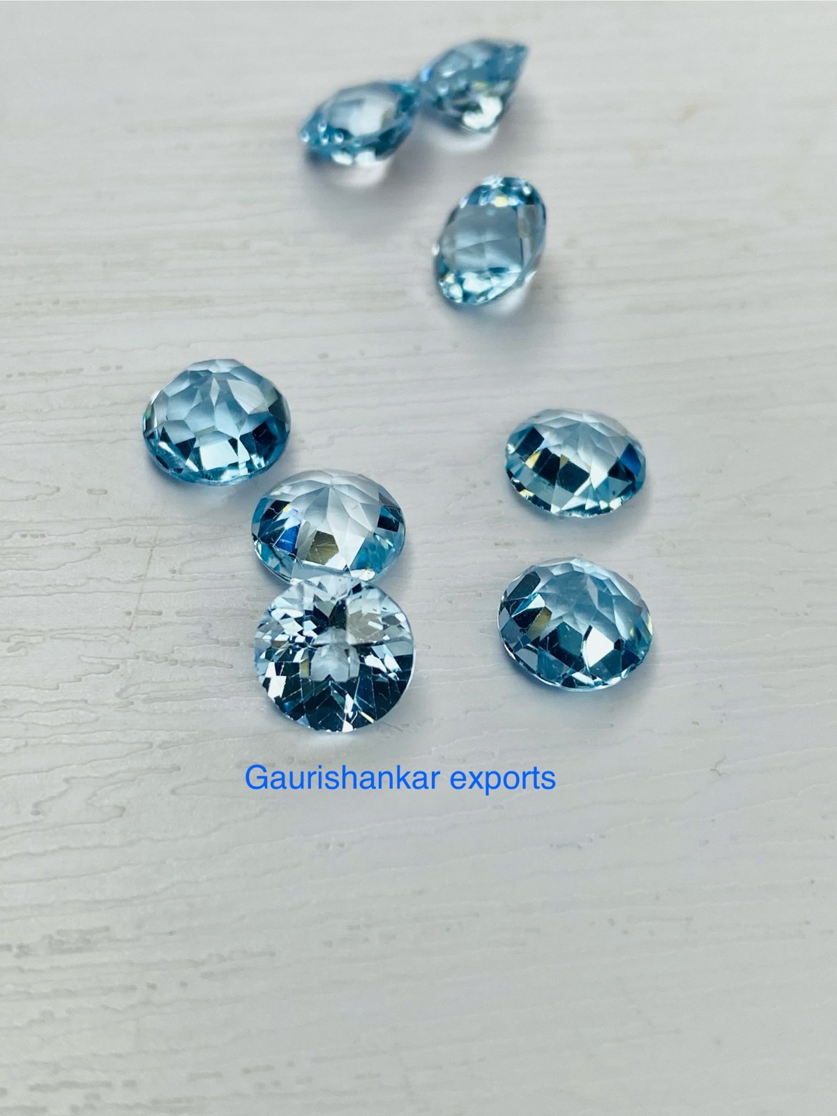 Blue Topaz Faceted Round Checkerboard Cut Loose Gemstone 6×6 MM TO 11×11 MM DG
