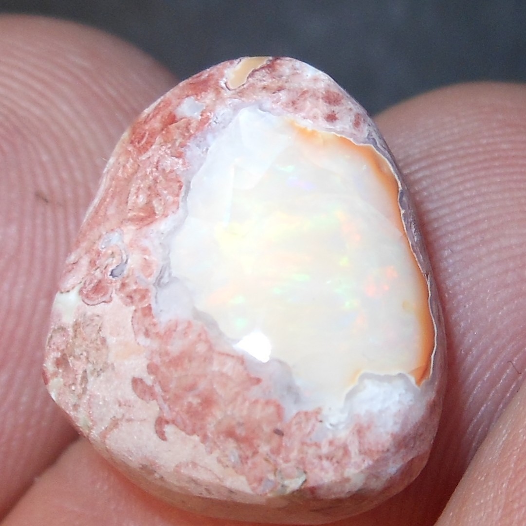 11.15ct Mexican Fire Opal 16.9×14.2×8.6mm Freeform Cabochon white opal