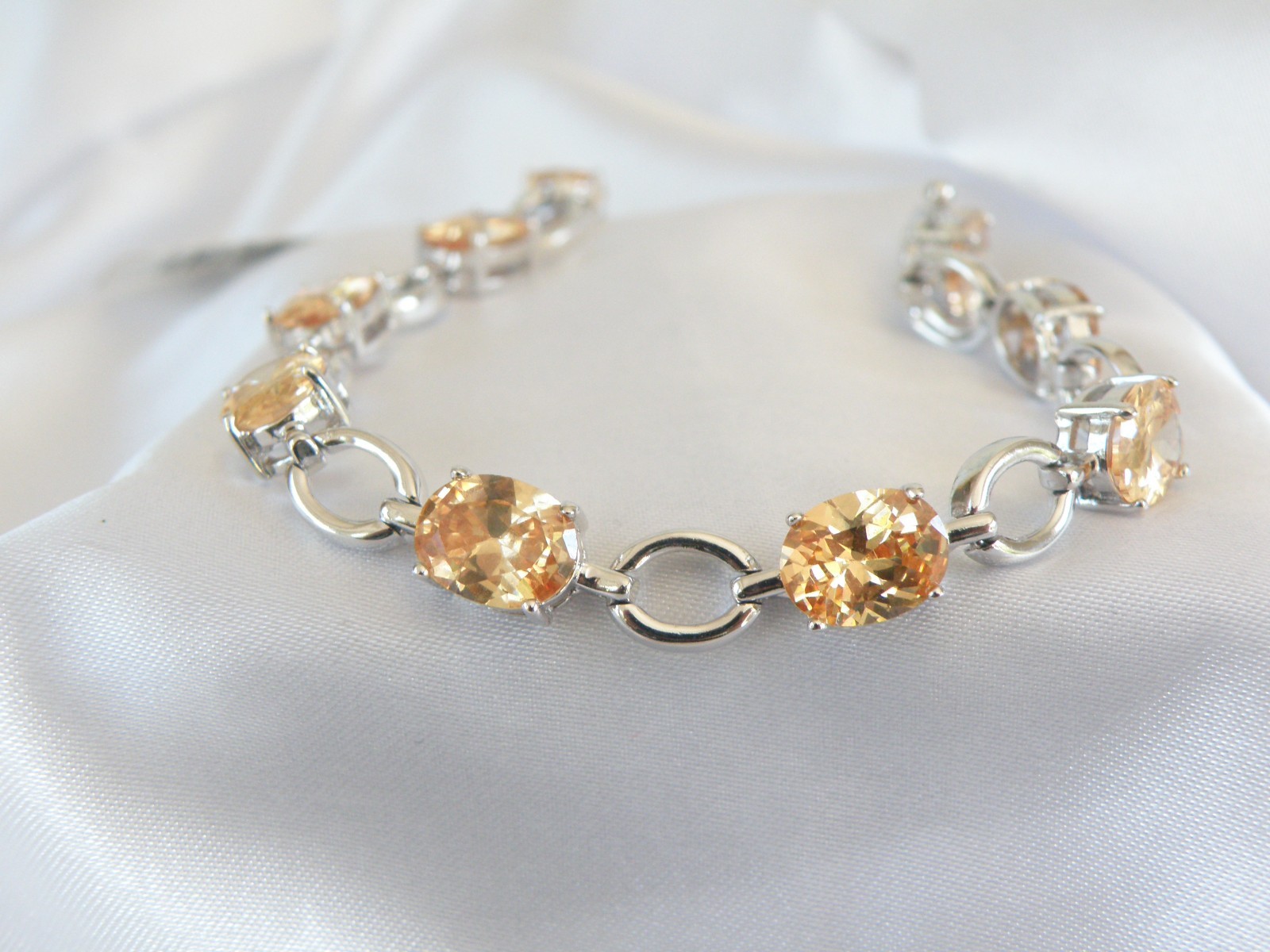 Ross Simons Sterling Silver 925 Gemstone Tennis Station Bracelet Fits 7″