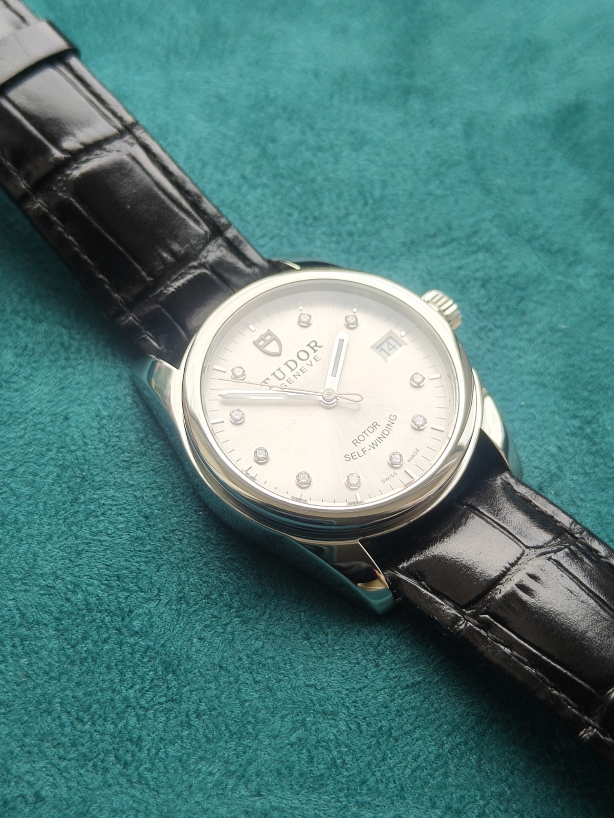 Tudor Glamour Date 55000 Silver Sunray Dial 10 Diamond Dots 36mm Mint Condition