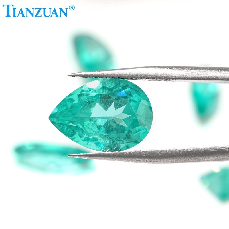 Synthetic YAG Pear Shape Neon Paraiba Color with inclusions loose Gemstones