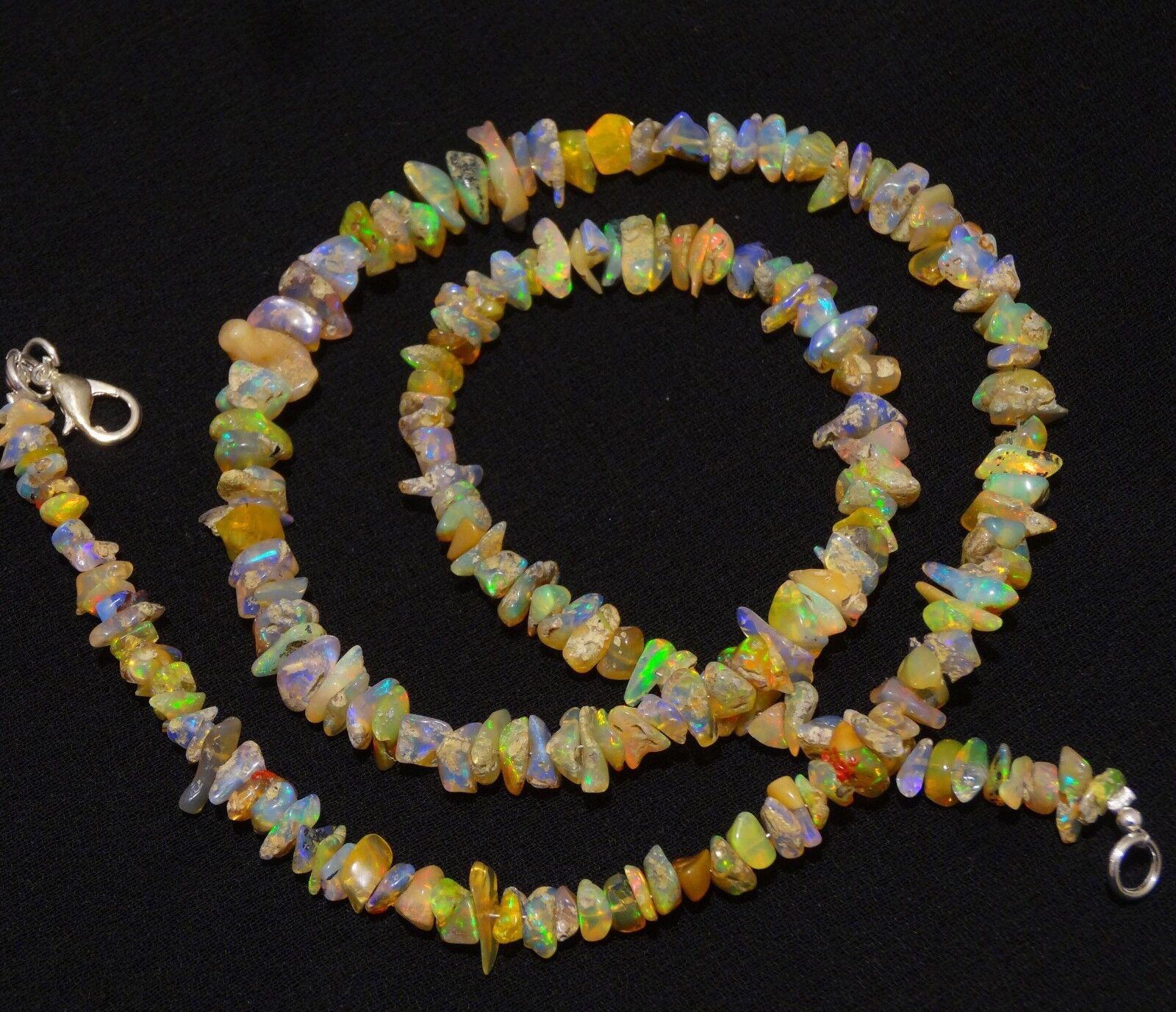 Natural Gem Ethiopian Welo Opal 5 to 8MM Approx. Uncut Beads Necklace 20″