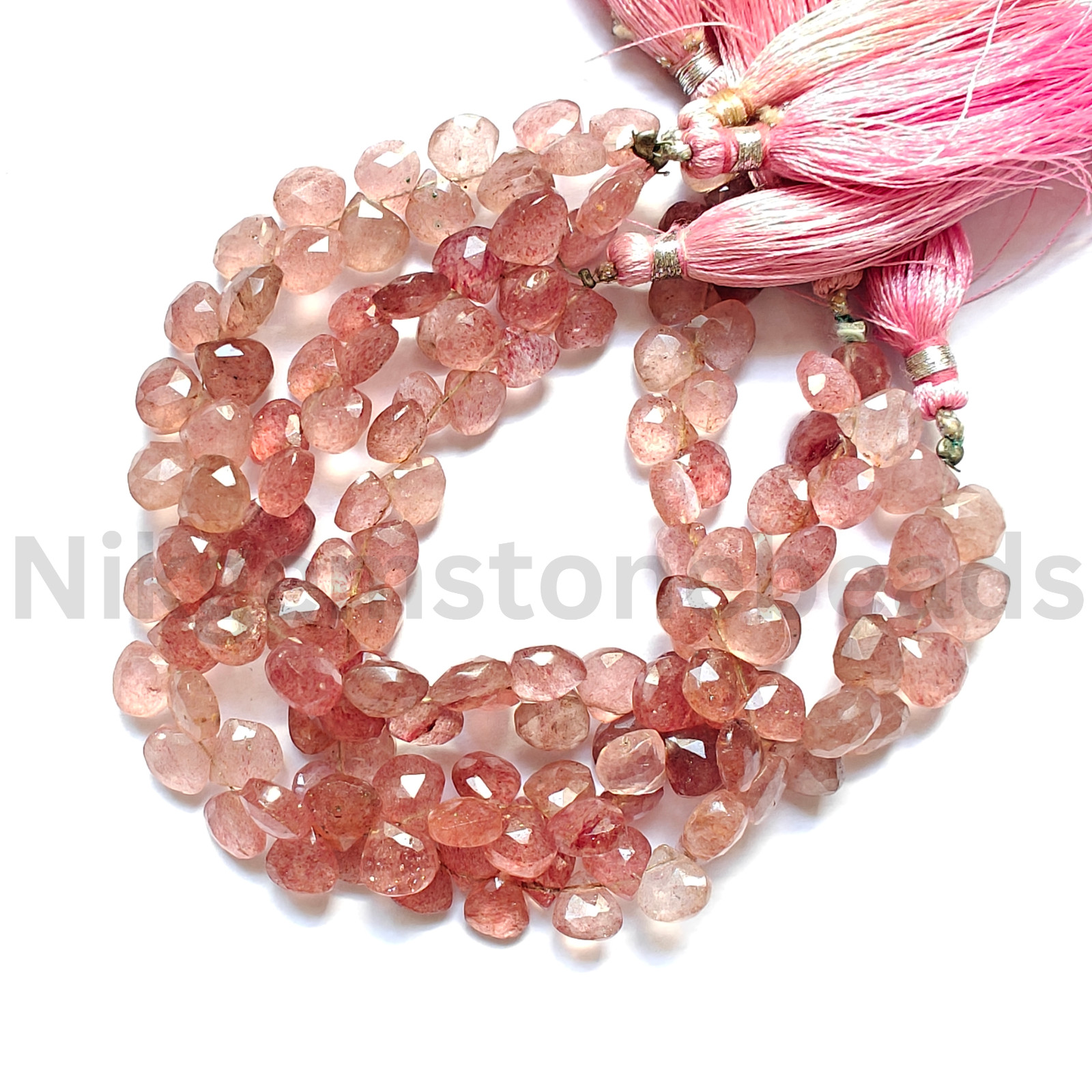 Natural Red Strawberry Beads, Briolette Faceted Heart Cut Stone, 8.00-9.50 MM.