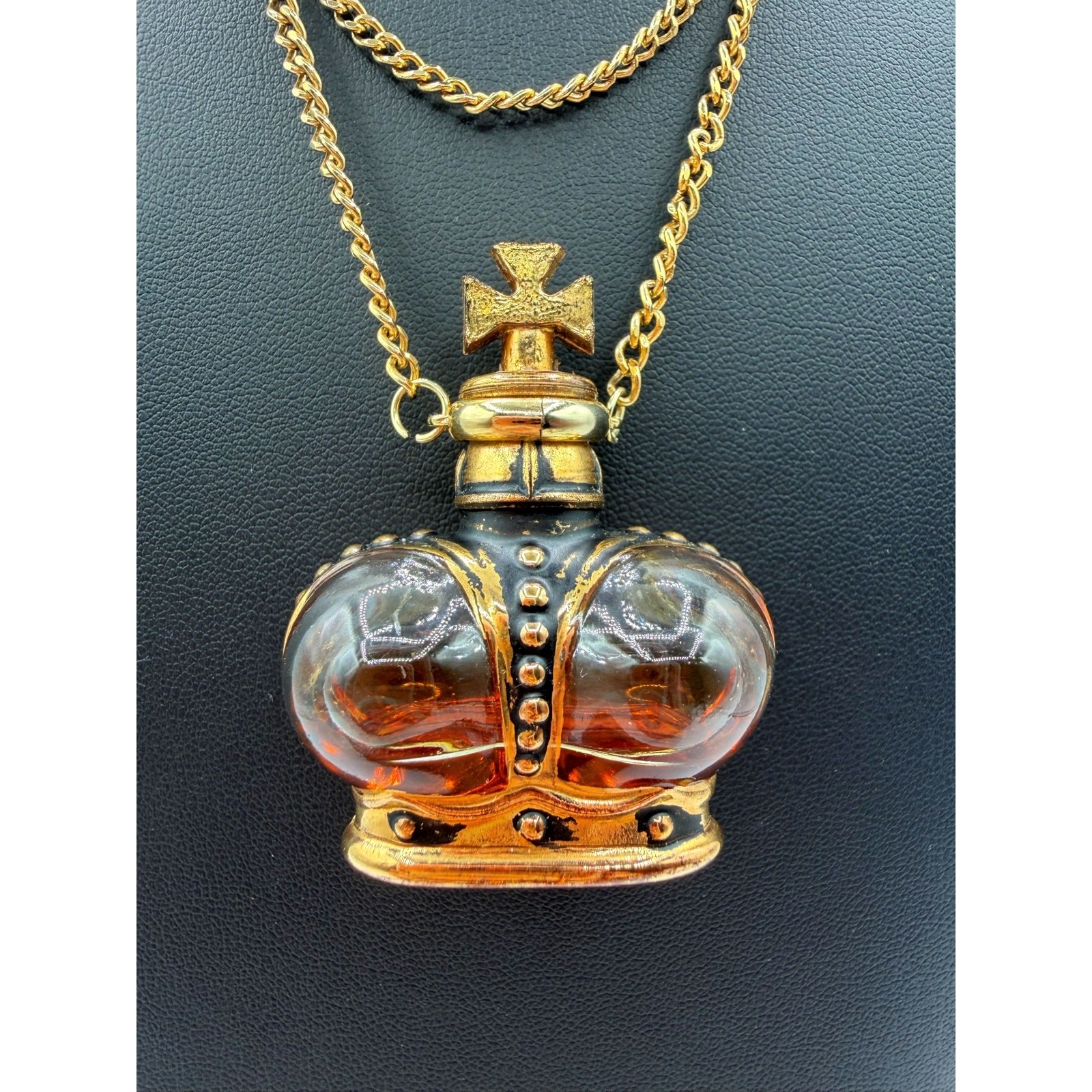 Vintage Prince Matchabelli-Wind Song Mini Crown Perfume Bottle Pendant/Necklace