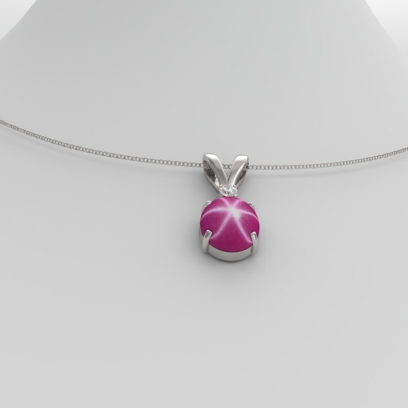 925 Silver Star Ruby Pendant for Women Lindy star, Lab created Necklace