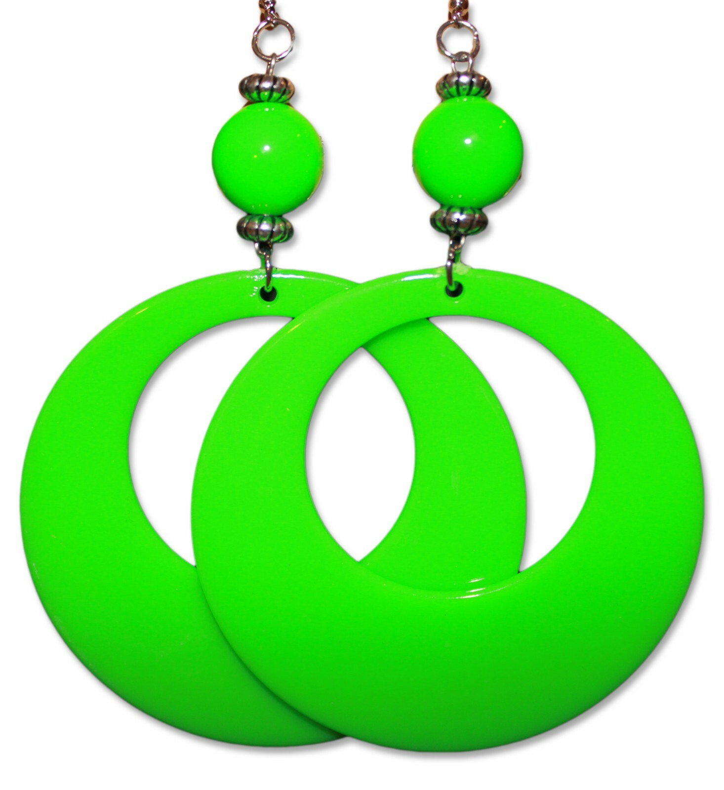Neon Fluorescent Large Retro Hoop Dangle Costume Earrings