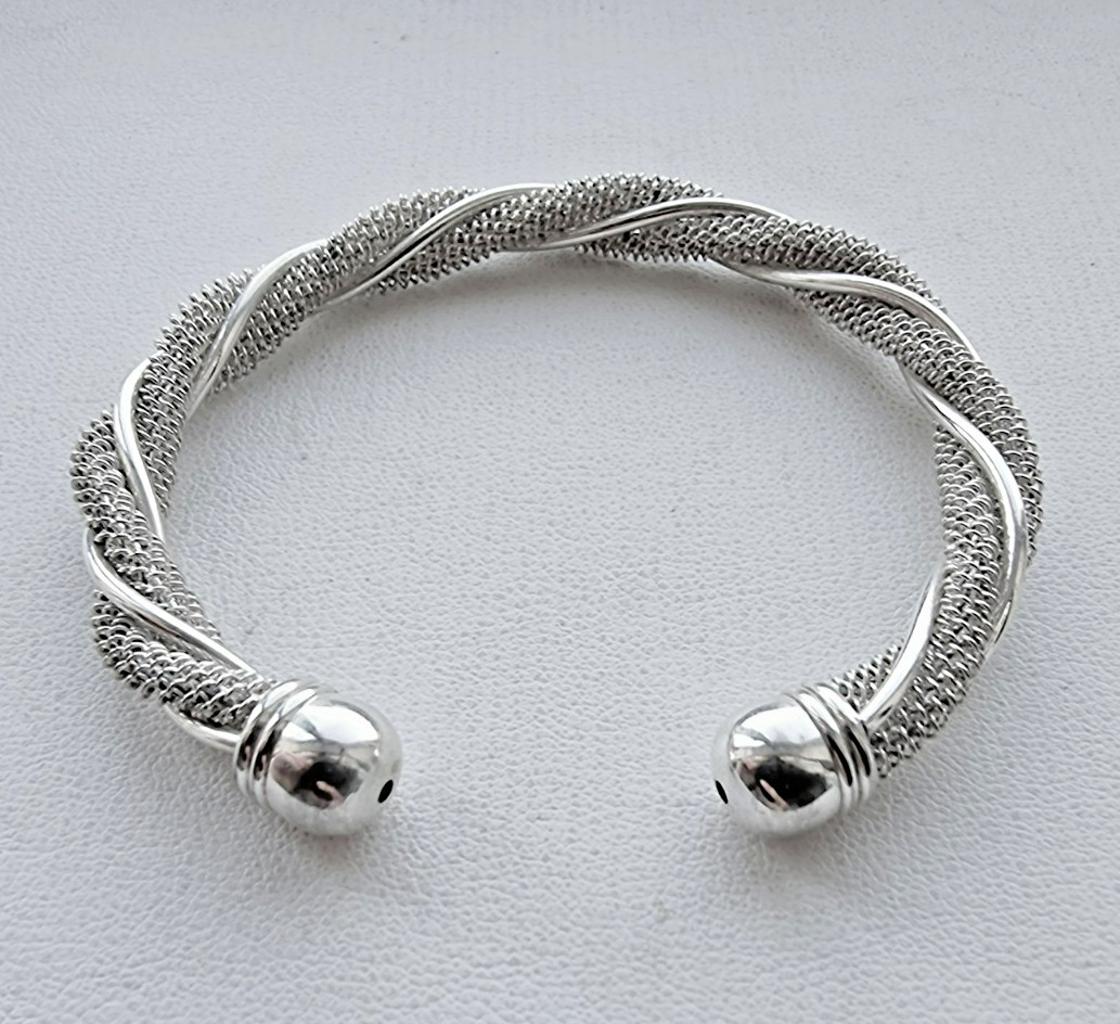 925 STERLING SILVER TWISTED CABLE CUFF BRACELET 15.7g