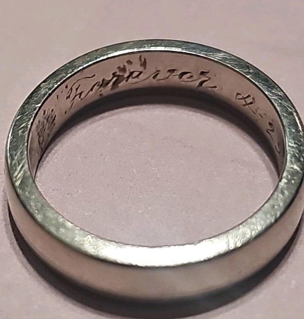 14K White Gold Engraved Wedding/Anniversary Band Ring 4mm Size 29.50
