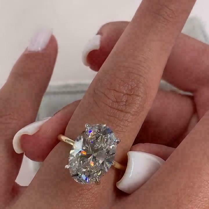 3Ct Lab Created Oval Diamond Women’s Engagement Ring 14K Yellow Gold Over