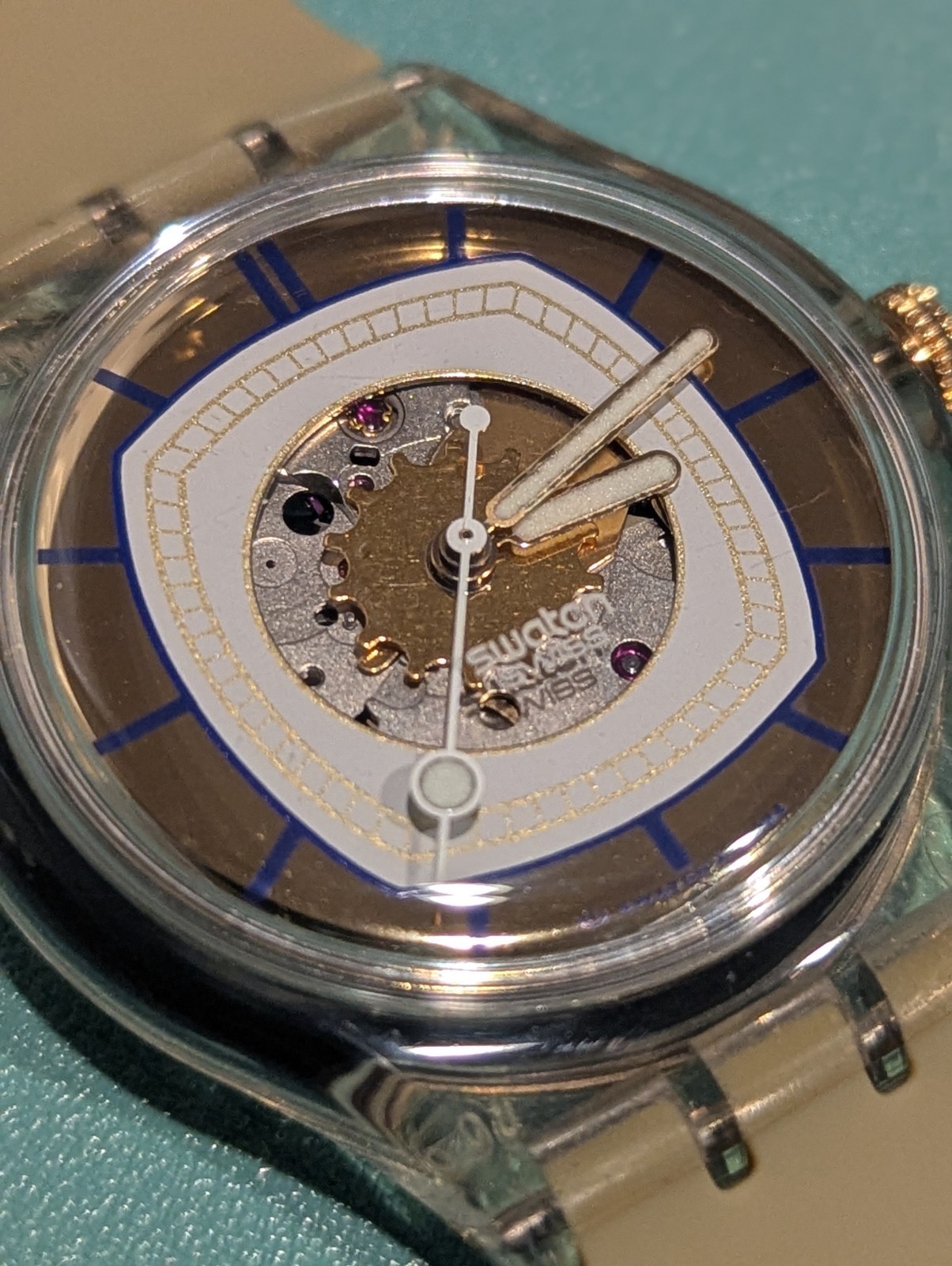 1995 Swatch Automatic 36mm Hidden View Sak117 Original Strap Runs & Keeps Time