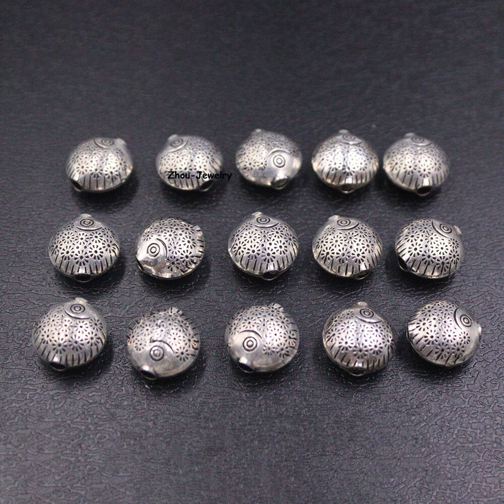 1PCS Real S925 Sterling Silver Pendant Men Women Round Fish Bead Pendant 1-2g