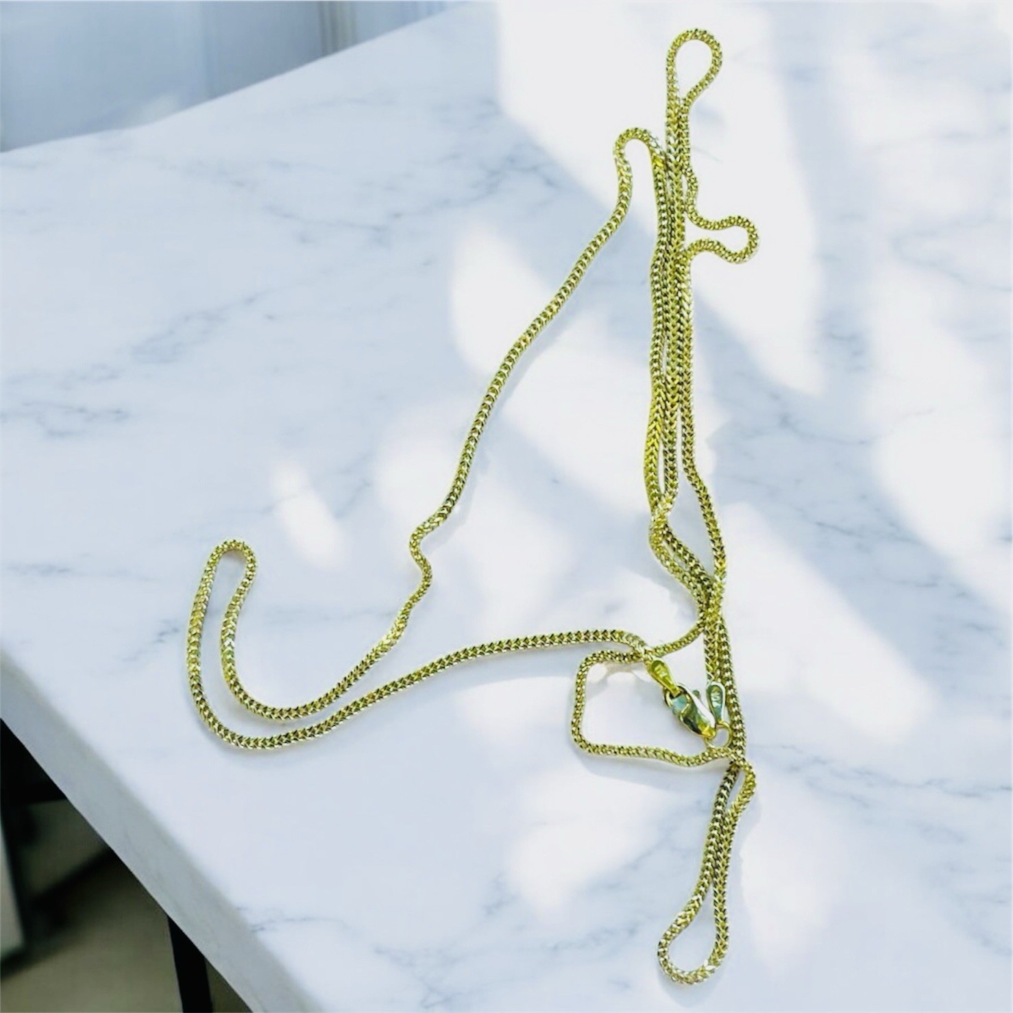 Authentic 10K Hollow Yellow Gold Franco wheat Necklace Link Chain 1.5 mm 20”