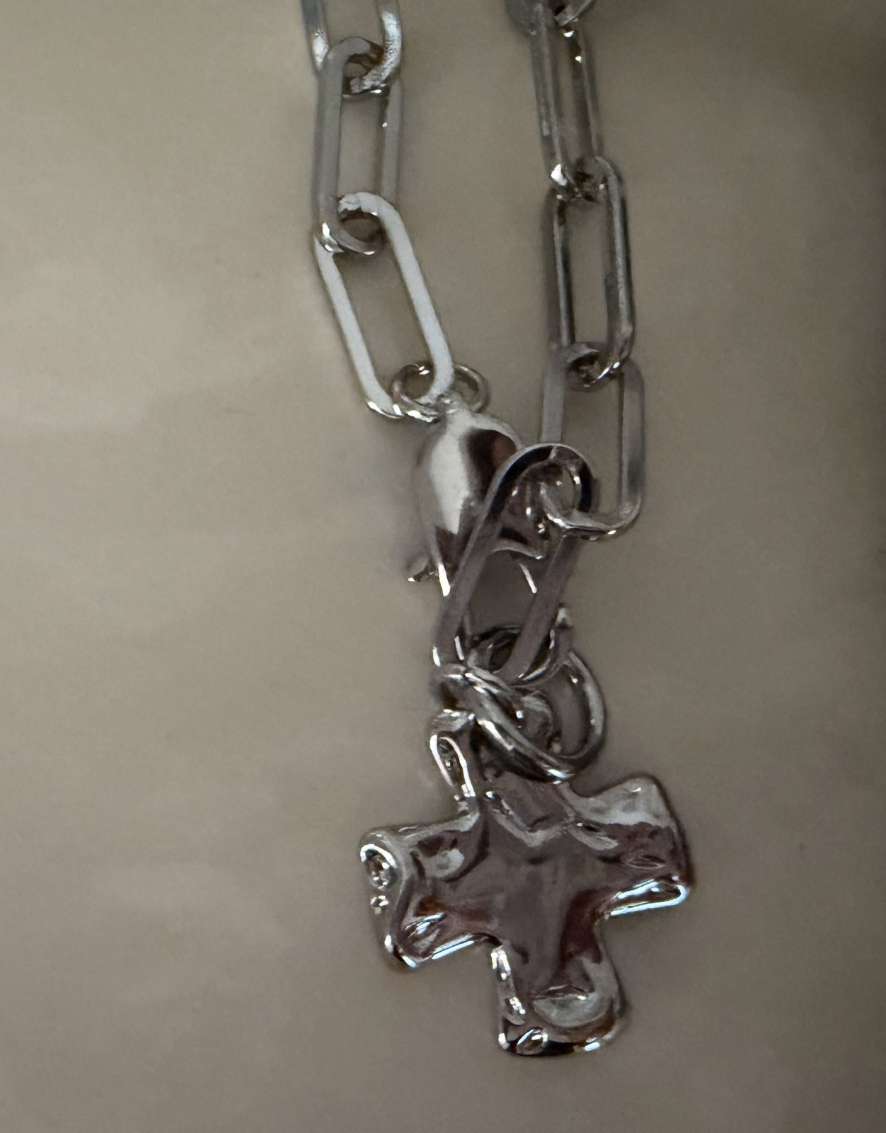 BoRuo 18″ Sterling Silver .925 Paperclip Link Chunky Cross Necklace New