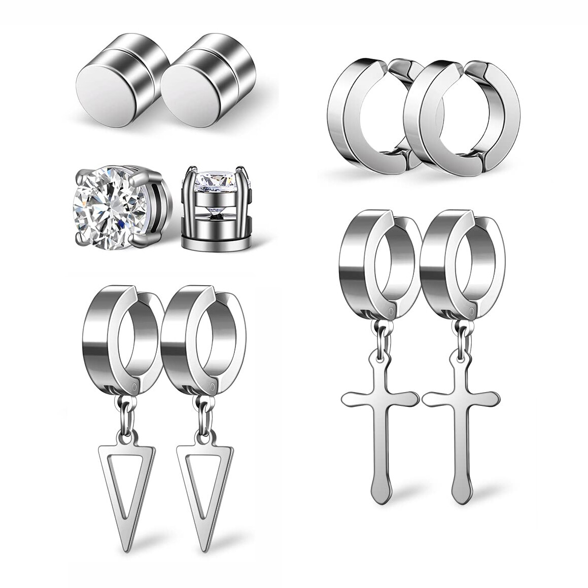 30Pcs Magnetic Stud Earrings for Men Women Stainless Steel Non Pierced Clip on
