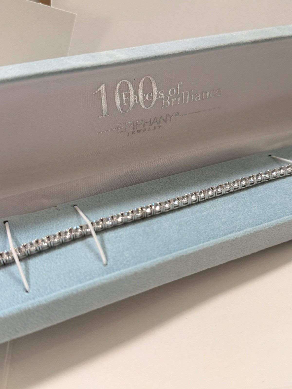 NEW QVC Epiphany Platinum Clad 925 Sterling Silver Diamonique 8” Tennis Bracelet