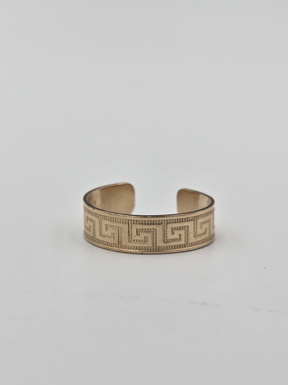 Vintage 14K Gold Filled Greek Key Toe Ring Adjustable Midi Pinky Ring 14/20 GF