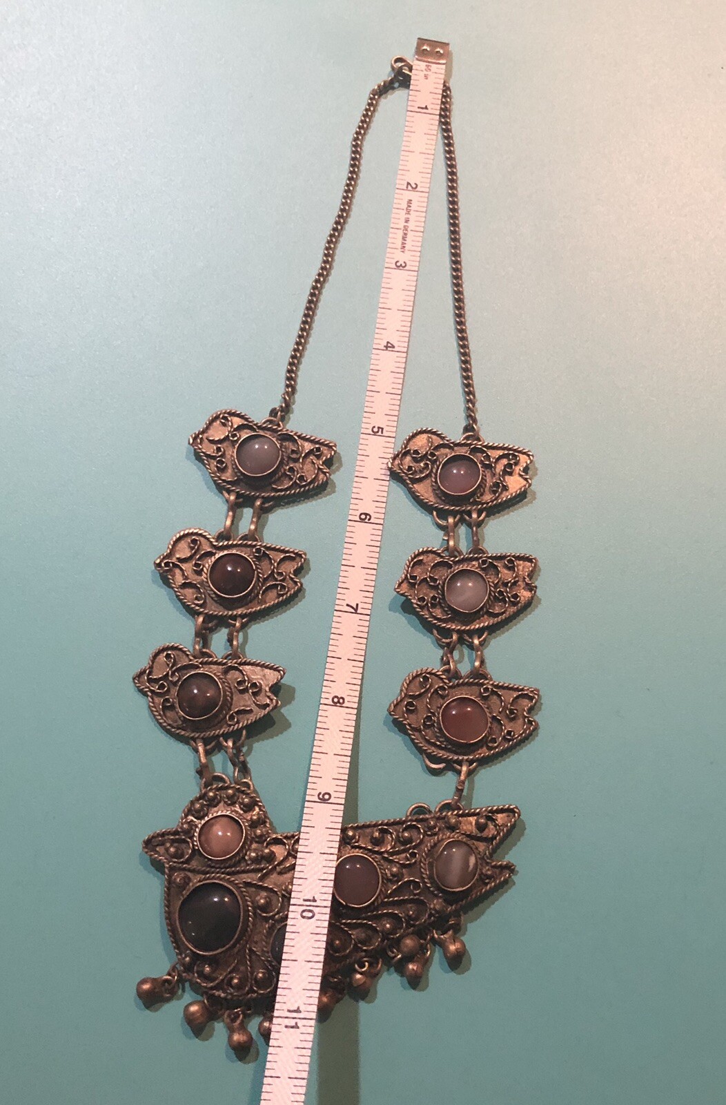 Antique Multi Birds Metal + Gem Stone India ? Ethnic Necklace Unusual Look Cool