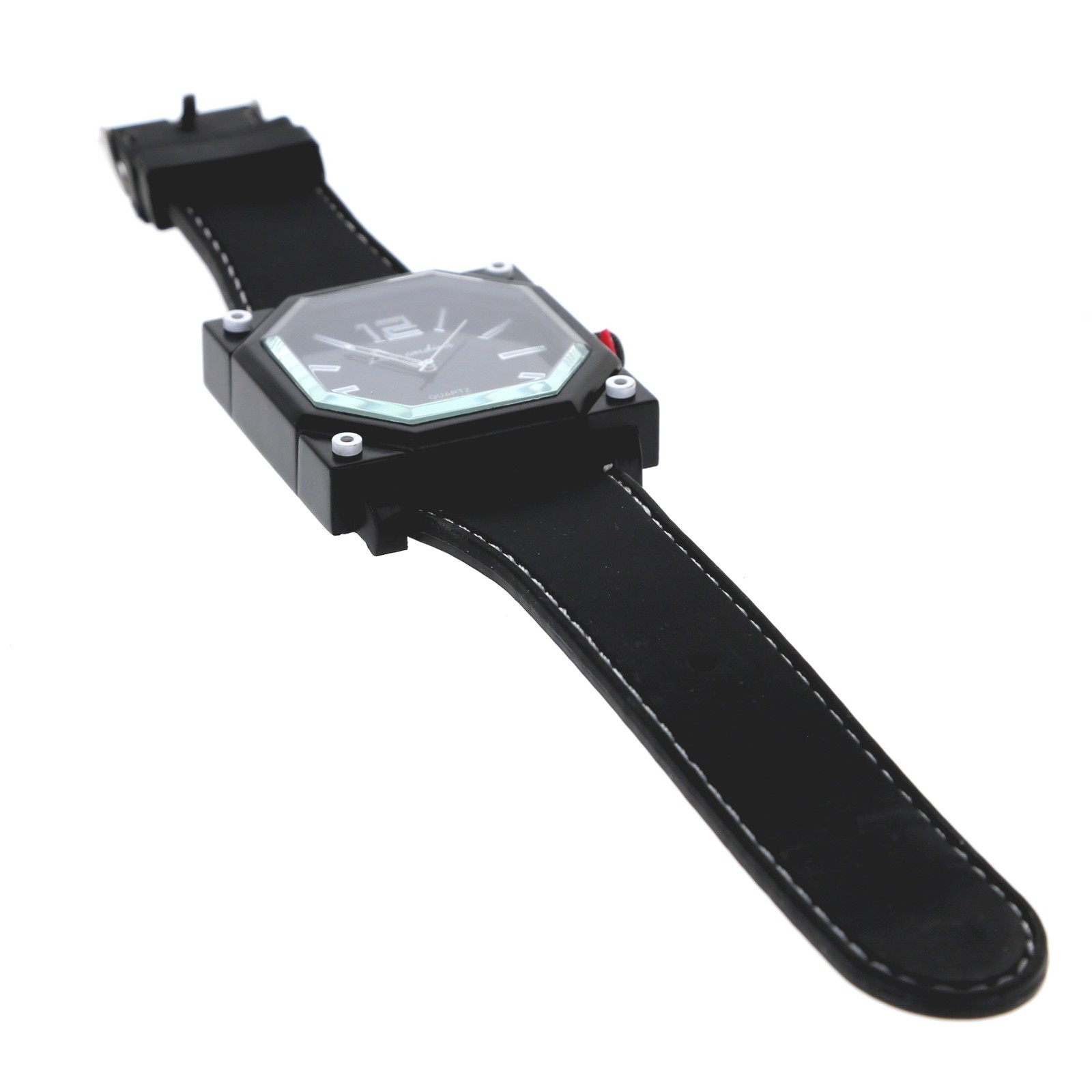 48mm x 48″ Oversized Square Men’s Quartz Watch Black Silicone Band White Numeral